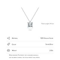Ig Style Elegant Simple Style Square Sterling Silver Plating Inlay Zircon 14k Gold Plated Rhodium Plated Solitaire Necklace main image 4