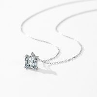Ig Style Elegant Simple Style Square Sterling Silver Plating Inlay Zircon 14k Gold Plated Rhodium Plated Solitaire Necklace main image 3