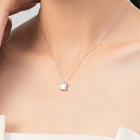 Ig Style Elegant Simple Style Square Sterling Silver Plating Inlay Zircon 14k Gold Plated Rhodium Plated Solitaire Necklace main image 5