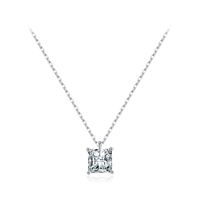 Ig Style Elegant Simple Style Square Sterling Silver Plating Inlay Zircon 14k Gold Plated Rhodium Plated Solitaire Necklace sku image 1