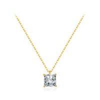 Ig Style Elegant Simple Style Square Sterling Silver Plating Inlay Zircon 14k Gold Plated Rhodium Plated Solitaire Necklace sku image 2