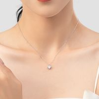 Ig Style Elegant Simple Style Round Sterling Silver Plating Inlay Zircon 14k Gold Plated Rhodium Plated Solitaire Necklace main image 5