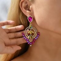 Retro Lady Ethnic Style Water Droplets Rhinestone Inlay Artificial Gemstones Women's Drop Earrings main image 2