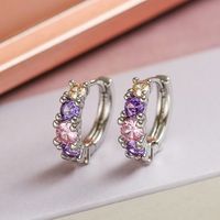 1 Paire Élégant Dame Géométrique Placage Incruster Le Cuivre Zircon Plaqué Or 18k Boucles D'oreilles Cerceau sku image 1