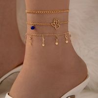 Simple Fashion Star Angel Angel Anklet With Diamond Tassel Pink Thread Rope Anklet Set Of 5 sku image 1
