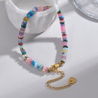 Vacation Sweet Colorful 304 Stainless Steel 18K Gold Plated Main Material 2*4 Shoushan Stone Auxiliary Materials Golden Piece Haematite Bracelets In Bulk main image 6