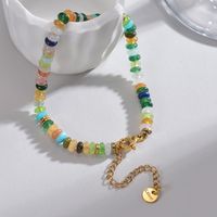 Vacation Sweet Colorful 304 Stainless Steel 18K Gold Plated Main Material 2*4 Shoushan Stone Auxiliary Materials Golden Piece Haematite Bracelets In Bulk main image 8