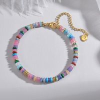 Vacation Sweet Colorful 304 Stainless Steel 18K Gold Plated Main Material 2*4 Shoushan Stone Auxiliary Materials Golden Piece Haematite Bracelets In Bulk sku image 1
