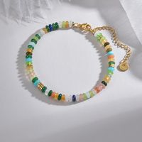 Vacation Sweet Colorful 304 Stainless Steel 18K Gold Plated Main Material 2*4 Shoushan Stone Auxiliary Materials Golden Piece Haematite Bracelets In Bulk sku image 3