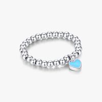 Ig Style Simple Style Heart Shape Sterling Silver Charm Epoxy Plating Rhodium Plated Rings sku image 1