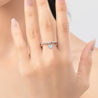 Ig Style Simple Style Heart Shape Sterling Silver Charm Epoxy Plating Rhodium Plated Rings main image 5