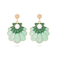 1 Pair Vacation Shell Enamel Imitation Pearl Alloy Drop Earrings sku image 2