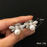 1 Pair Cute Bee Inlay Copper Artificial Gemstones Ear Studs main image 2