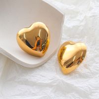1 Pair Retro Heart Shape Plating Stainless Steel Ear Studs main image 4