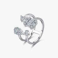 Ig Style Glam Water Droplets Sterling Silver Plating Inlay Zircon Rhodium Plated Wide Band Rings main image 2