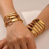 IG Style Simple Style Rectangle 304 Stainless Steel 18K Gold Plated Bracelets In Bulk main image 7
