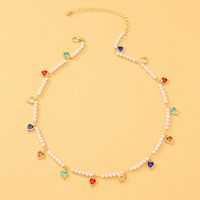 Sweet Heart Shape Alloy Beaded Inlay Artificial Crystal Women's Necklace main image 1