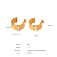 1 Pair Elegant Retro Baroque Style Geometric Plating Inlay Imitation Pearl Titanium Steel Artificial Gemstones Artificial Pearls 18k Gold Plated Earrings sku image 6