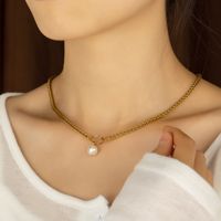 Collar Con Colgante Chapado En Oro De Acero Inoxidable De Color Sólido De Estilo Moderno Para Dama Básico main image 1