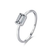 Ig Style Elegant Simple Style Square Heart Shape Rectangle Sterling Silver Plating Inlay Zircon Rhodium Plated Rings sku image 2