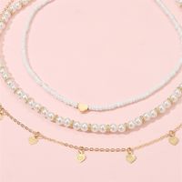 Cute Sweet Heart Shape Artificial Pearl Alloy Beaded Girl's Necklace main image 2