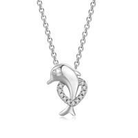 Cute Dolphin Copper Zircon Pendant Necklace In Bulk sku image 1