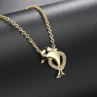 Cute Dolphin Copper Zircon Pendant Necklace In Bulk main image 3
