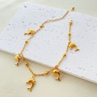 Classic Style Starfish Dolphin Stainless Steel Plating 18k Gold Plated Women's Anklet sku image 4