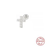 1 Piece Classic Style Cross Plating Inlay Sterling Silver Artificial Gemstones Ear Studs main image 3