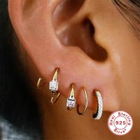 1 Paar Einfacher Stil Geometrisch Inlay Sterling Silber Zirkon Ohrringe main image 5