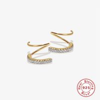 1 Pair Simple Style Geometric Inlay Sterling Silver Zircon Earrings main image 1