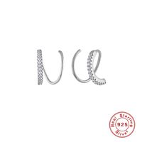 1 Pair Simple Style Geometric Inlay Sterling Silver Zircon Earrings sku image 1