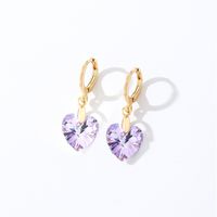 1 Paire Décontractée Vêtement De Rue Géométrique Forme De Cœur Fleur Placage Acier Inoxydable 304 Le Cuivre Zircon Plaqué Or K Boucles D'oreilles sku image 10