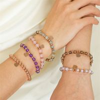 Casual Cute Simple Style Round Stainless Steel Rose Gold Plated Bracelets In Bulk main image 9