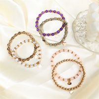 Casual Cute Simple Style Round Stainless Steel Rose Gold Plated Bracelets In Bulk main image 1