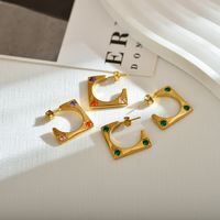 1 Pair Simple Style Streetwear Square Plating Inlay Stainless Steel Zircon 18k Gold Plated Ear Studs main image 1