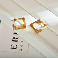 1 Pair Simple Style Streetwear Square Plating Inlay Stainless Steel Zircon 18k Gold Plated Ear Studs main image 4