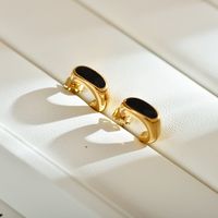 1 Pair Elegant Luxurious Classic Style C Shape Enamel Stainless Steel Ear Studs sku image 5