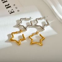 1 Paire Vêtement De Rue Star Acier Inoxydable Boucles D'oreilles main image 6