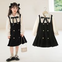 Preppy Style Color Block 2 In 1 Polyester Girls Dresses main image 2