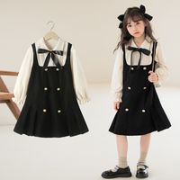 Preppy Style Color Block 2 In 1 Polyester Girls Dresses main image 4