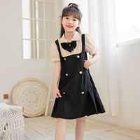 Preppy Style Color Block 2 In 1 Polyester Girls Dresses main image 6