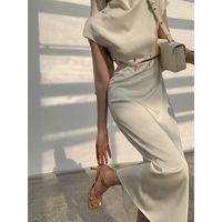 Simple Style Solid Color Maxi Dresses Polyester Hollow Out Regular Dress Midi Dress Dresses main image 1