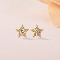1 Pair Cute Star Plating Inlay Sterling Silver Zircon Ear Studs main image 5