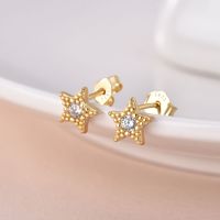 1 Pair Cute Star Plating Inlay Sterling Silver Zircon Ear Studs main image 2