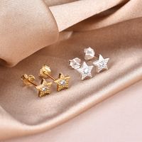 1 Pair Cute Star Plating Inlay Sterling Silver Zircon Ear Studs main image 1