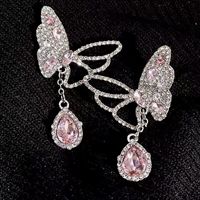 1 Pair Elegant Butterfly Plating Rhinestone Drop Earrings main image 1