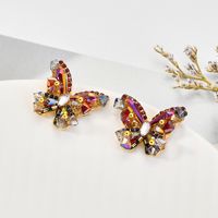 1 Pair Vintage Style Lady Insect Butterfly Inlay Alloy Rhinestones Ear Studs main image 5
