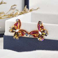 1 Pair Vintage Style Lady Insect Butterfly Inlay Alloy Rhinestones Ear Studs main image 2