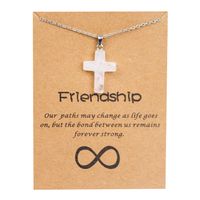 Simple Style Cross Stainless Steel Natural Stone Titanium Steel Plating Pendant Necklace sku image 1